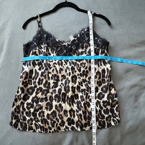 Leopard Print Lace Trim Cami Top XS – Satin Slip Tank Y2K Style Mobwife Vixen - Picture 2 of 6